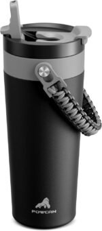 24 oz Insulated Coffee Mug for Office: 2-in-1 Straw Flip Lid, Keep Cold 24H, Fit in Car Cupholder, Leakproof, Stainless Steel Coffee Tumbler with Handle for Travel, Outdoor, Gifts and Home (Midnight) - Image 2