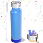 24 oz Insulated Slim Water Bottle with Flip Straw and Handle, Stainless Steel Water Bottles, Fits Car CupHolder, 100% Leak Proof, Keeps Drink Cold Up to 24 Hours, Sports/Gift (Rescue Blue) - Image 2