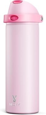 24 oz Insulated Water Bottle for Sports: Meoky Stainless Steel Water Bottle with 2-in-1 Straw and Spout Lid - Leak Proof, Cold for 24 Hours, Fits in Car Cup Holder, BPA-Free for Women Travel, Blush - Image 2