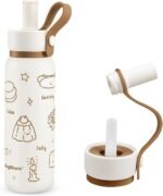 24 oz Insulated Water Bottle with Straw & Handle, Cute Double Wall Vacuum Stainless Steel Tumbler, Fits Car Cupholder, Leak Proof Water Flask Jug for Travel, Camping, Gym and School (Brown) - Image 2