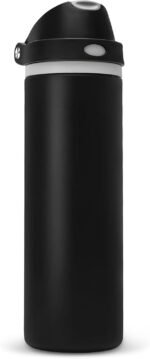 24 oz Insulated Water Bottle with Straw,Stainless Steel Leak Proof Water Bottle,2-in-1 Lid with One-Touch Flip Lid & Straw,Keep Cold All Day for School,Travel,Gym,Camping,Sports,Black - Image 2
