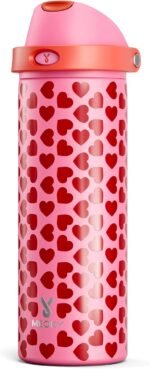 24 oz Valentine's Day Water Bottle: Meoky Stainless Steel Heart Water Bottle with 2-in-1 Straw and Spout Lid - Leak Proof, Fits in Car Cup Holder, Valentines Day Gifts for Her Women Wife Girls, Lovie - Image 2