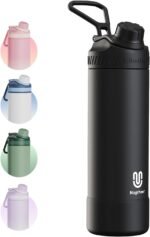 24oz Insulated Water Bottle| Double-Wall Vacuum Stainless Steel, Wide Mouth Design, Leak-Proof Reusable Bottle for Gym, Sports & Daily Hydration - Black - Image 2