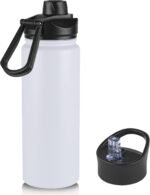 24oz Insulated Water Bottle with Straw Lid, Stainless Steel Metal Water Bottle with Straw & Wide Mouth Lid, Double Wall Vacuum Water Bottle for Hiking Camping, White 1 Pack - Image 2