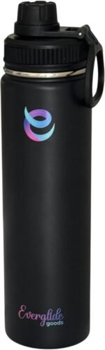 24oz Stainless Steel Water Bottle – Vacuum Insulated, Leak-Proof, Wide Mouth – Keeps Drinks Cold & Hot for 12 Hours – Perfect for Gym, Sports, and Outdoors (Black) - Image 2