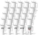 25 Pack 20 oz Sublimation Blank Tumblers with Handle and Lid Bulk Stainless Steel Double Vacuum Insulated Mug Heat Press Transfer Printing DIY Cup - Image 2
