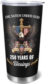 250 Years America Anniversary Tumbler, 20oz USA 250th Birthday Stainless Steel Insulated Tumbler, One Nation Under God Office Decor Desk Accessories Gifts for Coworkers - Image 2