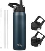 25oz Insulated Stainless Steel Water Bottle with Straw and 3 Lids, BPA-Free Sports Water Bottle,travel water bottle,Navy Blue - Image 2