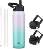 25oz Insulated Stainless Steel Water Bottle with Straw and 3 Lids, BPA-Free Sports Water Bottle,travel water bottle,Oasis - Image 2