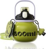 27 oz Aesthetic Water Bottle with Straw and Carry Handle, Chunky Wide Mouth Vacuum Insulated Stainless Steel Flask Taza Easy Carry, Trendy Portable Tumbler Termo for School, Gym, Travel, Green - Image 2