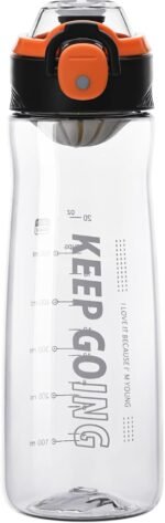 27OZ Reusable Plastic Water Bottle, Clear with Measurements, Sports Bottle for Running, Gym, Hiking, Black - Image 2