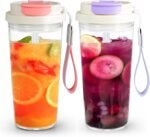 2Pack Plastic Coffee Tumbler 20oz, Acrylic Tumbler with Lid and Straw, Reusable Plastic Cup Iced Coffee Cup for Travel Home Cycling Driving Working, Pink&Purple - Image 2