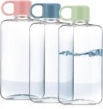 3 Pack Portable Flat Water Bottle, 17 oz BPA Free Slim Drinking Bottle, Plastic Travel Water Bottle for Outdoor Sports, Camping, Fitness, Fits Purse Bag Pocket (Pink, Green, Blue) - Image 2