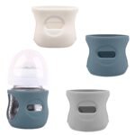 3 Pack Silicone Sleeves for Avent Natural Glass Baby Bottles, Anti Breakage Baby Bottle Holder, Compatible Philips Avent Glass Natural Baby Bottle 4 oz(Grey+Dark Blue+Apricot) - Image 2