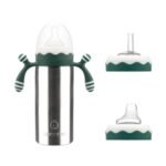 3-in-1 Deluxe Stainless Steel Sippy Cup for Babies and Toddlers | Non-Toxic Plastic Free Liquid Transfer | Straw Baby Cup & Bottle | Leak Proof Insulated (Green, 6 oz) - Image 2