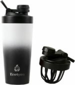 3-in-1 Stainless Steel Shaker Bottle, 23oz – Protein Shaker, Fruit & Tea Infuser, Water Bottle – Leakproof, Insulated, BPA-Free (Black/White) - Image 2