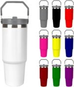 30 Oz Custom Tumblers with Handle Personalized with Photo Text Logo Name Stainless Steel Travel Coffee Cup, Customized Gifts for Mom Dad Friend, 1PC, Blank White - Image 2