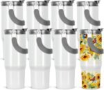 30 Oz Sublimation Tumblers Blank with Portable Handle, Stainless Steel Sublimation Cup with Straw Leakproof Flip, Individually Boxed (8 Pack) - Image 2
