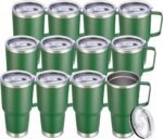 30 oz Tumbler with Handle and Lid, Stainless Steel Tumblers Bulk Double Wall Vacuum Insulated Travel Mug Leak Proof Cup Keep Drinks Cold and Hot Dark Green, 12 Pack - Image 2