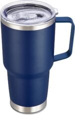 30 oz Tumbler with Handle and Lid, Stainless Steel Tumblers Double Wall Vacuum Insulated Travel Mug Leak Proof Cup Keep Drinks Cold and Hot Navy, 1 Pack - Image 2