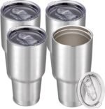 30 oz Tumbler with Lid Stainless Steel Tumblers Bulk Vacuum Insulated Cup Reusable Powder Coated Travel Mug Double Wall Leak Proof Cups Keep Cold Drinks for 12 Hours Stainless, Set of 4 - Image 2