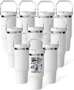 30 oz sublimation Blank Tumbler with Handle and Flip Straw, Stainless Steel Vacuum Insulated Water Bottle Travel Mug Thermal Cup for Home, Office, Car, Outdoors, Sports (white-10p) - Image 2