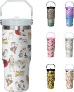 30oz Cat Tumbler with Handle and Flip Straw, Stainless Steel Insulated Cup, Travel Coffee Mug Water Bottle, Birthday Mothers Day Chritmas Gifts for Women Animal Lovers - Image 2