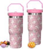 30oz Easter Bunny Tumbler with Handle and Flip Straw, Rabbit Stainless Steel Vacuum Insulated Cup, Travel Mug Water Bottle, Gifts for Women Bunny Lovers - Image 2