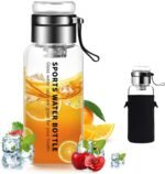 32 oz Glass Water Bottles - Large, Clear, Borosilicate Glass Water Bottle with Stainless Tea Infuser - Cup-Function Lid, Neoprene Sleeve, Strap - Wide Mouth BPA free, for Tea, Beverages, Juice - Image 2