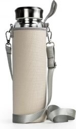 32 oz Glass Water Bottles with Stainless Steel Lid and Sleeve - Borosilicate Glass Sports Water Bottle with Strap for Drinking - Image 2