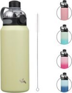 32 oz Insulated Stainless Steel Water Bottle with Straw, BPA-Free Vacuum Double Wall Leakproof Gym Sports Travel Bottle with Handle, Macaron green - Image 2