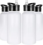32 oz Insulated Water Bottle Bulk 4 Pack, Stainless Steel Sports Water Bottles with Straw Lid & Wide Mouth Lids, Double Walled Vacuum, Leak Proof, White - Image 2