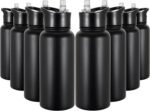 32 oz Insulated Water Bottle Bulk 8 Pack, Stainless Steel Sports Water Bottles with Straw Lid & Wide Mouth Lids, Double Walled Vacuum, Leak Proof, Black - Image 2