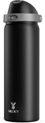 32 oz Insulated Water Bottle for Sports: Meoky Stainless Steel Water Bottle with 2-in-1 Straw and Spout Lid - Leak Proof, Cold for 24 Hours, Protective Silicone Base, BPA-Free for Gym, Night - Image 2