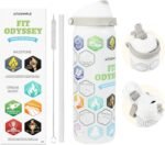 32 oz Motivational Insulated Stainless Steel Water Bottle for Sports, Gym & Travel, 2-in-1 Push-Button Spout & Quick-Flip Straw, Leak-Proof BPA-Free, Keeps Cold 30H, with DIY Fitness Stickers - Image 2