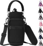 32/40/64/128 oz Neoprene Insulated Water Bottle Carrier Bag, Sling Bag Sleeve Pouch Holder with Strap & Paracord Handle and 2 Pocket for Travelling, Hiking, Camping - Image 2