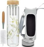 32oz Borosilicate Glass Water Bottle with Tea Infuser, Tea Tumbler with Strainer, Reusable Travel Mug with Sleeve & 2 Lids, for Hot or Cold Drinks, Loose Tea, Fruit - Image 2