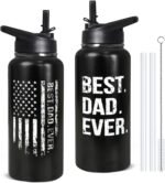 32oz Dad Stainless Insulated Aater Water Bottle with Straw,Dad Gym Hiking Sports Coffee Mug Cup Water Bottles,Fathers Day Gift For Dad From Gaughter, Son - Image 2