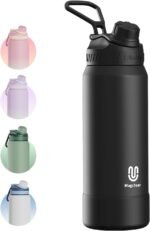 32oz Insulated Water Bottle| Double-Wall Vacuum Stainless Steel, Wide Mouth Design, Leak-Proof Reusable Bottle for Gym, Sports & Daily Hydration - Black - Image 2