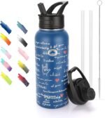 32oz Insulated Water Bottle Stainless Steel, Leak Proof Water Bottle with 2 Starws, 2 Lids and 1 Cleaning Brush (Love Letter, 32 Ounces) - Image 2