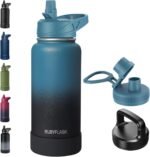 32oz Insulated Water Bottle with Straw, Stainless Steel Metal Vacuum Water Flask, Large Thermal Water bottle with Leakproof 3 Lids for Travel, Camping, Gym Sports Indigo Black - Image 2