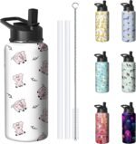 32oz Pig Water Bottle with Handle and Flip Straw, Sports Stainless Steel Insulated Cup Travel Coffee Mug Tumbler, Birthday Mothers Day Chritmas Gifts for Women - Image 2