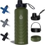32oz Stainless Steel Insulated Water Bottle, 48H Ice Cold & 24H Hot, Leak-Proof Wide Mouth Lids (Straw & Spout), BPA-Free Bottles, Mens Water Bottle for Gym, Hiking, Travel - Green - Image 2