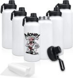 32oz Stainless Steel Sublimation Sports Water Bottle,Insulated Thermos Mugs with Shrink Wrap Films and Wide Mouth Lid,Double Wall Vacuum Tumbler Keeps Liquids Hot or Cold (White 6 PACK) - Image 2