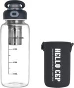 34oz Glass Water Bottle with Leak-Proof Lid, Protective Sleeve, Stainless Steel Tea Strainer, BPA-Free Borosilicate Glass Tea Bottle for Hot & Cold Drinks, Coffee, Tea, Water, Gym, Office - Image 2