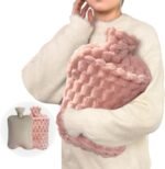 3L Extra Large Hot Water Bottle with Soft Plush Cover & Hand Pocket, Hot Cold Therapy Pack for Pain Relief, Long Lasting Warmth for Bed & Feet Pink - Image 2