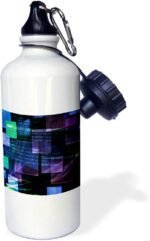 3dRose Purple, Blue, Green Floating Technical Squares With Internet Coding-Sports Water Bottle, 21oz , Multicolored - Image 2