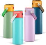 4 PACK 18 OZ Water Bottle for Kids, Stainless Steel Double Insulated Sports Water Bottle, Leak Proof Straw Cup for School, Gifts, Travel, BPA Free (Mixed Color) - Image 2
