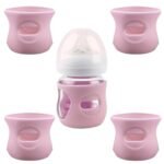 4 Pack Silicone Sleeves for Avent Natural Glass Baby Bottles, Anti Breakage Baby Bottle Holder, Compatible with Philips Avent Glass Natural Baby Bottle, BPA Free (Pink, 4 OZ) - Image 2