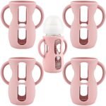 4 Pack Silicone Sleeves for Avent Natural Glass Baby Bottles, Silicone and Easy-Grip Handles for Drop Protection, Compatible with Philips Avent 4/8 OZ Glass Bottle (Cute Pink, 8 OZ) - Image 2